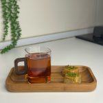 لیوان ‌پیرکس دسته چوبی