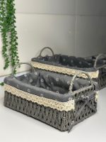 سبد مستطیل پارچه دار دوتایی (وارداتی)