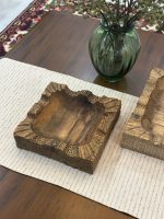 کاسه چوبی مربع روستیک، چوب گردو - تصویر 4